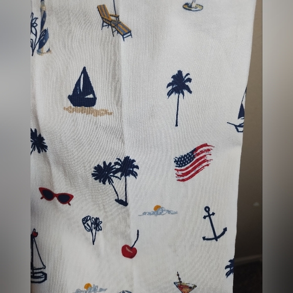 New Multiples Slim Sation Pull On Pants Nautical Patriotic Cherries - Picture 13 of 16